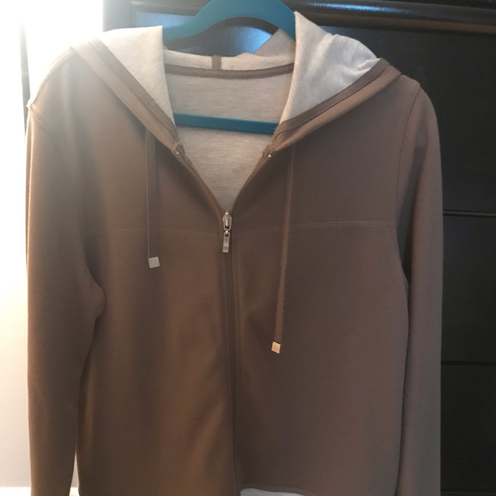 Tan and cream zip up sweatshirt